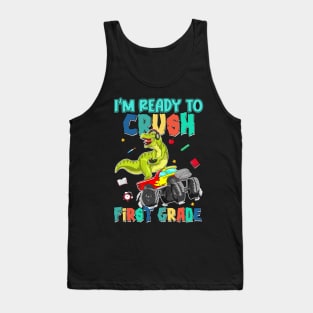 Kids I'm Ready To Crush First Grade Monster Truck Dinosaur Boys Tank Top